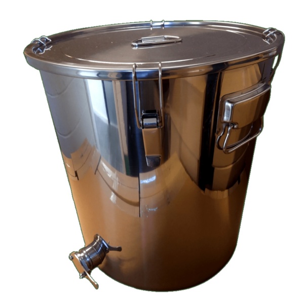 Premium Honey Settling Tank (100kg) all Stainless Steel - with welded outlet & SS gate
