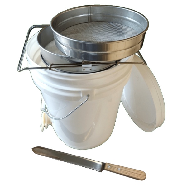 20L Honey Settling Tank with Gate and Double Honey Strainer and Uncapping Knife